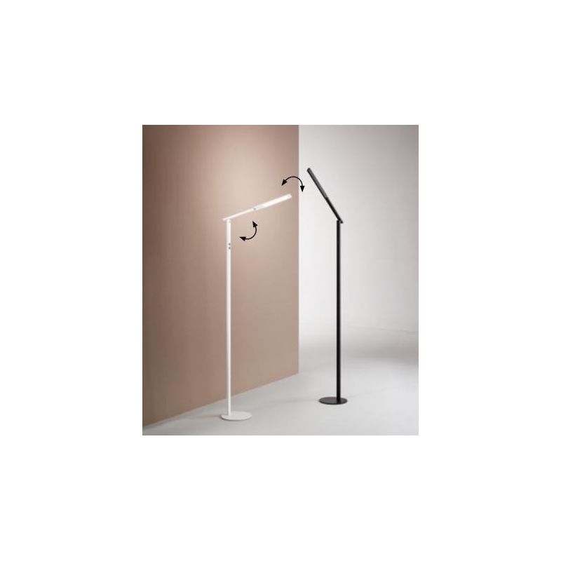 3550-11 IDEAL LAMPADA DA TERRA IN ALLUMINIO NERO O BIANCO LED 10W ORIENTABILE E DIMMERABILE DI FABAS Fabas Luce - Cristalensi Sh