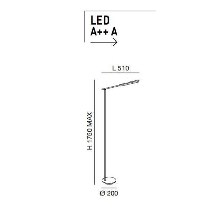 3550-11 IDEAL LAMPADA DA TERRA IN ALLUMINIO NERO O BIANCO LED 10W ORIENTABILE E DIMMERABILE DI FABAS Fabas Luce - Cristalensi Sh