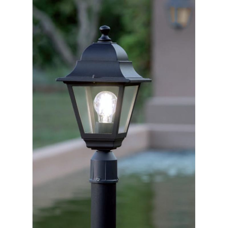 OLD TESTA PALO IN ALLUMINIO NERO O BIANCO ARGENTO CON DIFFUSORE TRASPARENTE PER PALO DIAMETRO 6 CM Sovil - Cristalensi Shop Onli