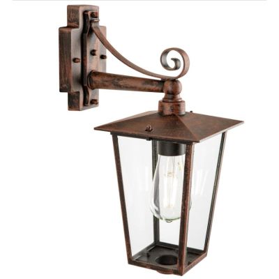 RIBOT LANTERNA A PARETE RIVOLTA VERSO IL BASSO PER ESTERNO BIANCO/ORO O RUGGINE Sovil - Cristalensi Shop Online