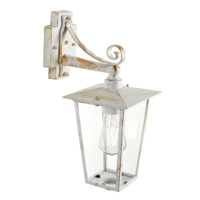 RIBOT LANTERNA A PARETE RIVOLTA VERSO IL BASSO PER ESTERNO BIANCO/ORO O RUGGINE Sovil - Cristalensi Shop Online