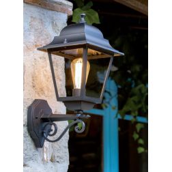 AMALFI LAMPADA PARETE PER ESTERNO GRANDE ALLUMINIO COLORE NERO CON VETRO TRASPARENTE Sovil - Cristalensi Shop Online