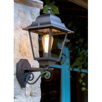 AMALFI LAMPADA PARETE PER ESTERNO GRANDE ALLUMINIO COLORE NERO CON VETRO TRASPARENTE Sovil - Cristalensi Shop Online