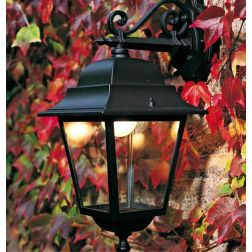 AMALFI LANTERNA PER ESTERNO IN ALLUMINIO VERNICIATO DI NERO CON DIFFUSORI IN VETRO Sovil - Cristalensi Shop Online