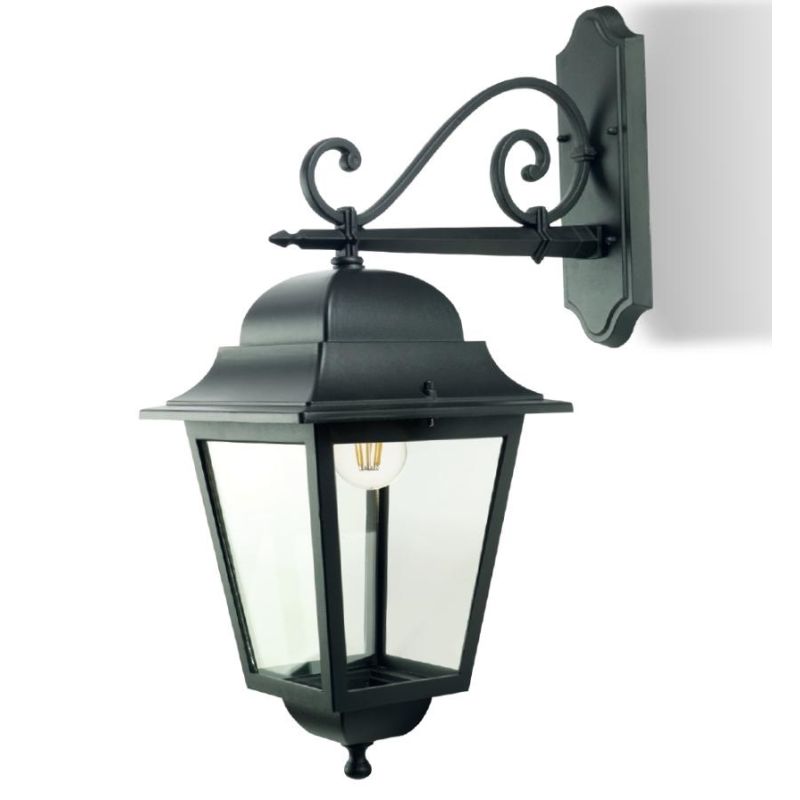 AMALFI LANTERNA A PARETE PER ESTERNO IN ALLUMINIO NERO DIFFUSORI IN VETRO Sovil - Cristalensi Shop Online