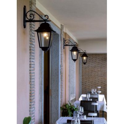 AMALFI LANTERNA A PARETE PER ESTERNO IN ALLUMINIO NERO DIFFUSORI IN VETRO Sovil - Cristalensi Shop Online