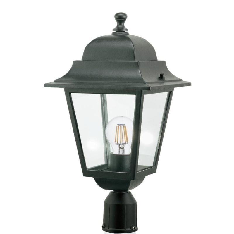 AMALFI TESTA PALO IN ALLUMINIO NERO CON DIFFUSORI IN VETRO PER TUBO 6 CM Sovil - Cristalensi Shop Online