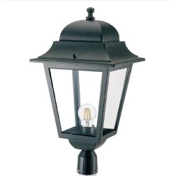 AMALFI LANTERNA TESTA PALO DIAMETRO 6 CM IN ALLUMINIO NERO DIFFUSORI IN VETRO Sovil - Cristalensi Shop Online