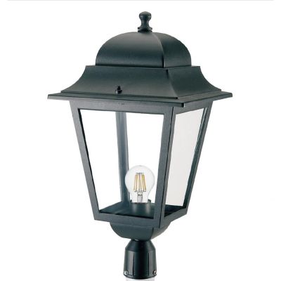 AMALFI LANTERNA TESTA PALO DIAMETRO 6 CM IN ALLUMINIO NERO DIFFUSORI IN VETRO Sovil - Cristalensi Shop Online