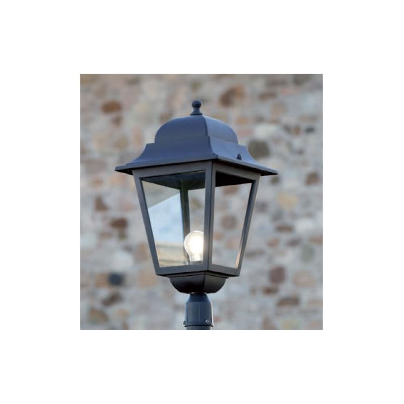 AMALFI LANTERNA TESTA PALO DIAMETRO 6 CM IN ALLUMINIO NERO DIFFUSORI IN VETRO Sovil - Cristalensi Shop Online