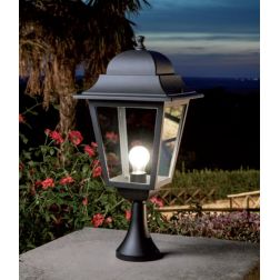 AMALFI LANTERNA PALETTO PER ESTERNO H62 IN ALLUMINIO NERO DIFFUSORI IN VETRO Sovil - Cristalensi Shop Online