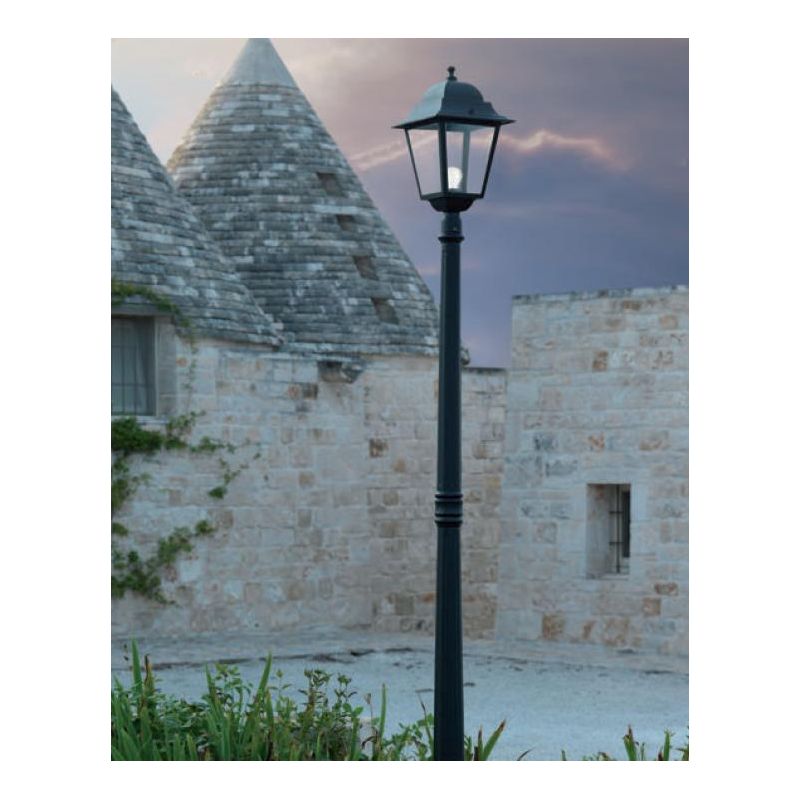 AMALFI LAMPIONE ESTERNO ALLUMINIO NERO DIFFUSORI VETRO ALTEZZA 175 CM SOVIL Sovil - Cristalensi Shop Online