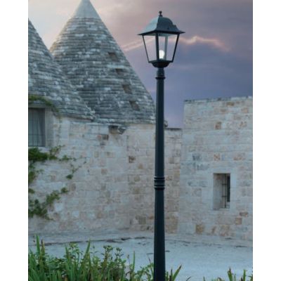 AMALFI LAMPIONE ESTERNO ALLUMINIO NERO DIFFUSORI VETRO ALTEZZA 175 CM SOVIL Sovil - Cristalensi Shop Online