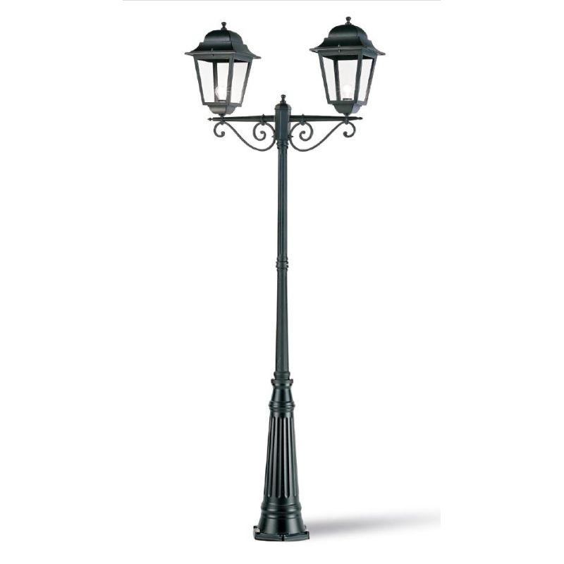 AMALFI LAMPIONE ESTERNO H308 DUE LANTERNE IN ALLUMINIO NERO DIFFUSORI IN VETRO Sovil - Cristalensi Shop Online