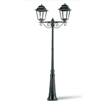 AMALFI LAMPIONE ESTERNO H308 DUE LANTERNE IN ALLUMINIO NERO DIFFUSORI IN VETRO Sovil - Cristalensi Shop Online