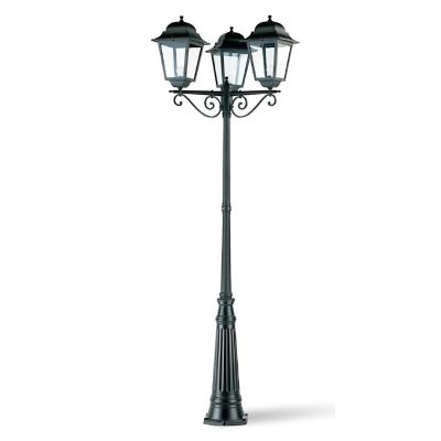 AMALFI LAMPIONE ESTERNO H308 TRE LANTERNE IN ALLUMINIO NERO DIFFUSORI IN VETRO Sovil - Cristalensi Shop Online