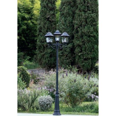 AMALFI LAMPIONE ESTERNO H308 TRE LANTERNE IN ALLUMINIO NERO DIFFUSORI IN VETRO Sovil - Cristalensi Shop Online