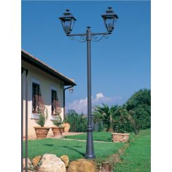 ELEGANCE LAMPIONE PER ESTERNO H250 CON DUE LANTERNE IN ALLUMINIO ANTRACITE E DIFFUSORI IN VETRO Sovil - Cristalensi Shop Online