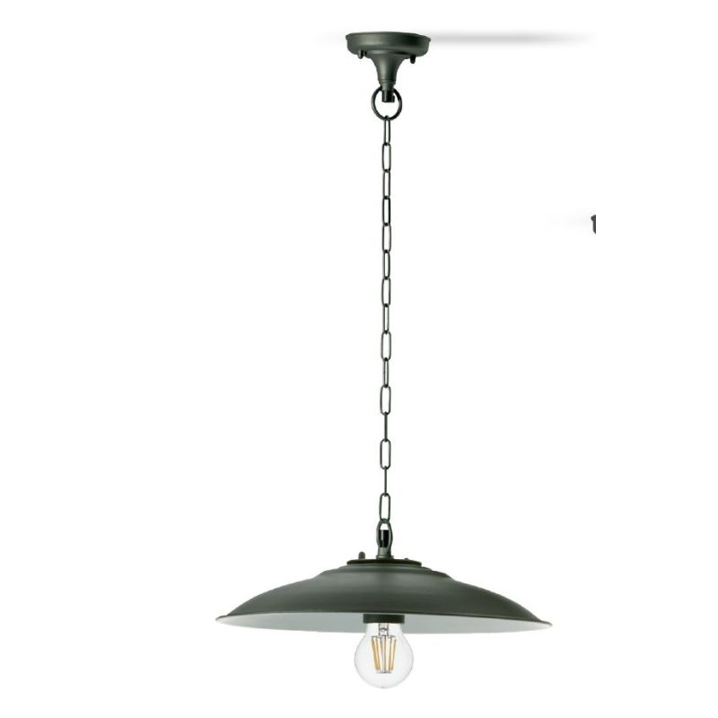 ANTIQUE SOSPENSIONE SINGOLA PICCOLA ANTRACITE CON PIATTO INTERNO BIANCO DI SOVIL Sovil - Cristalensi Shop Online