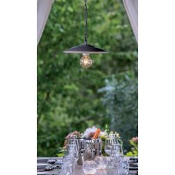 ANTIQUE SOSPENSIONE SINGOLA PICCOLA ANTRACITE CON PIATTO INTERNO BIANCO DI SOVIL Sovil - Cristalensi Shop Online