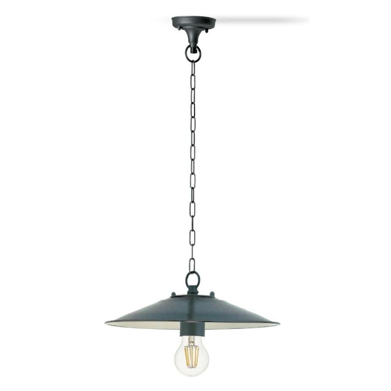 ANTIQUE SOSPENSIONE IN ALLUMINIO DIAMETRO 35 CM COLORE ANTRACITE INTERNO BIANCO Sovil - Cristalensi Shop Online