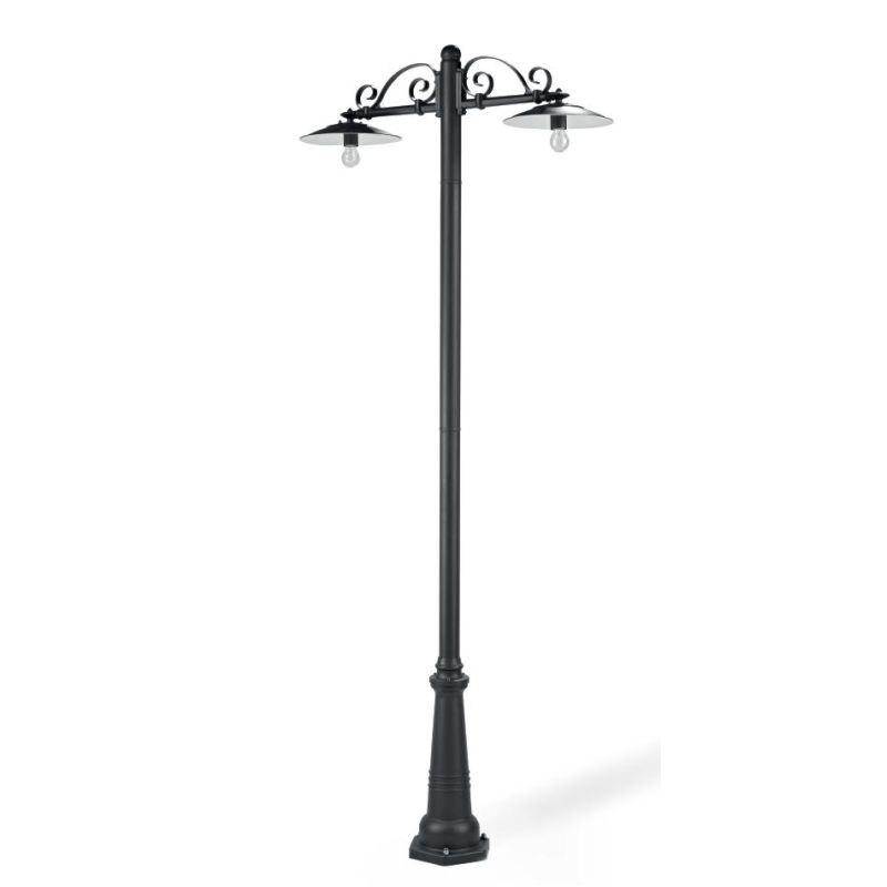 ANTIQUE LAMPIONE PER ESTERNO 2 LUCI IN ALLUMINIO VERNICIATO DI GRIGIO ANTRACITE Sovil - Cristalensi Shop Online