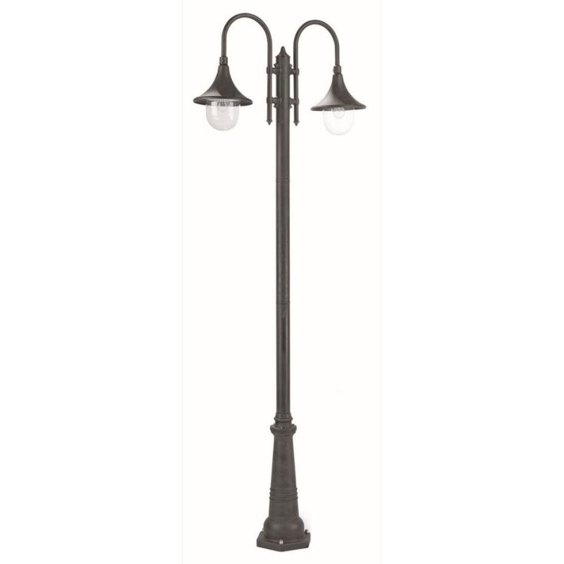 LAMPARA LAMPIONE PER ESTERNO H 230 CM DI COLORE RUGGINE O NERO CON 2 LUCI DI SOVIL Sovil - Cristalensi Shop Online