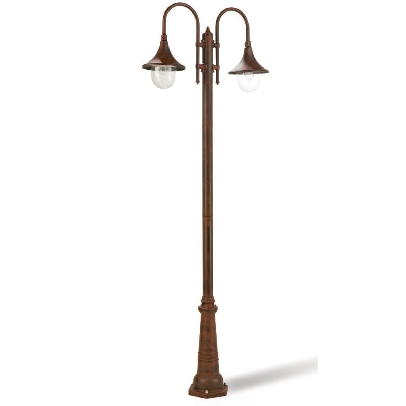 LAMPARA LAMPIONE PER ESTERNO H 230 CM DI COLORE RUGGINE O NERO CON 2 LUCI DI SOVIL Sovil - Cristalensi Shop Online