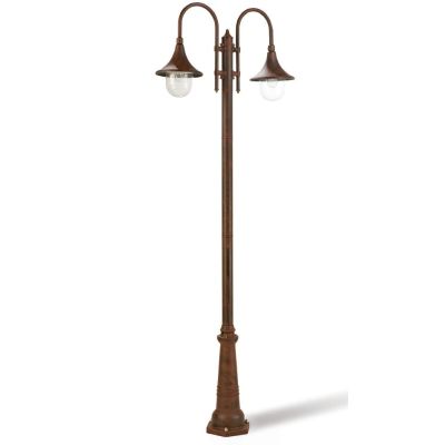 LAMPARA LAMPIONE PER ESTERNO H 230 CM DI COLORE RUGGINE O NERO CON 2 LUCI DI SOVIL Sovil - Cristalensi Shop Online