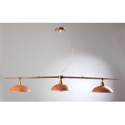 ANTICO TOSCANO SOSPENSIONE LAMPADARIO 3 LUCI IN OTTONE E PIATTI IN TERRACOTTA CRISTALENSI OTTONE - Cristalensi Shop Online 2