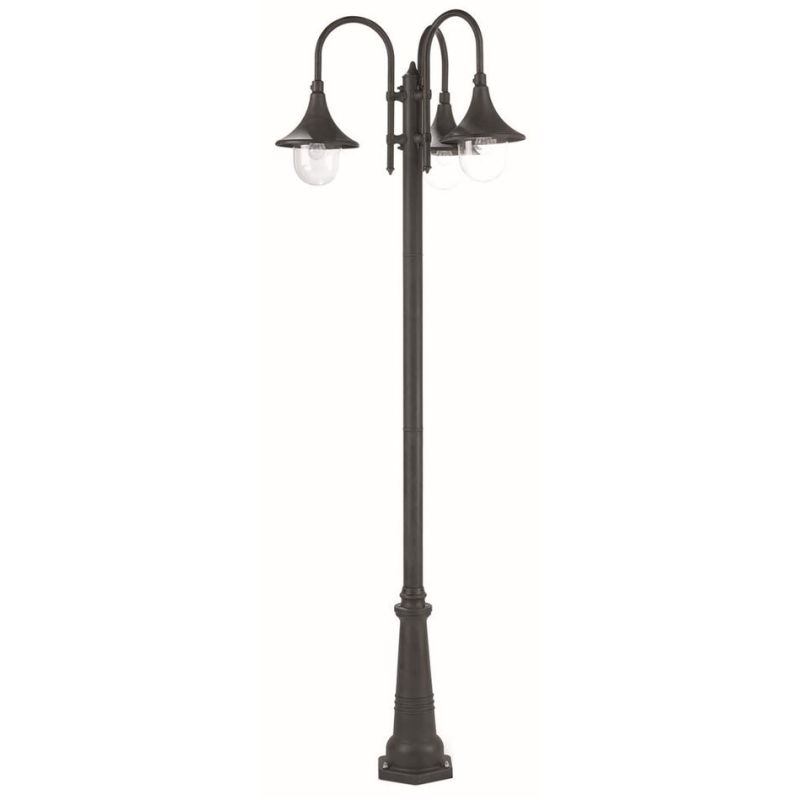 LAMPARA LAMPIONE PER ESTERNO 3 LUCI IN ALLUMINIO NERO O RUGGINE H 230 CM DI SOVIL Sovil - Cristalensi Shop Online