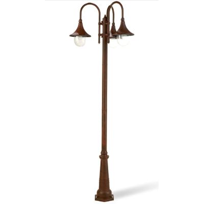 LAMPARA LAMPIONE PER ESTERNO 3 LUCI IN ALLUMINIO NERO O RUGGINE H 230 CM DI SOVIL Sovil - Cristalensi Shop Online