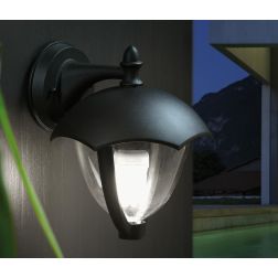 SOFY APPLIQUE DA ESTERNO IN ALLUMINIO NERO E DIFFUSORE TRASPARENTE Sovil - Cristalensi Shop Online