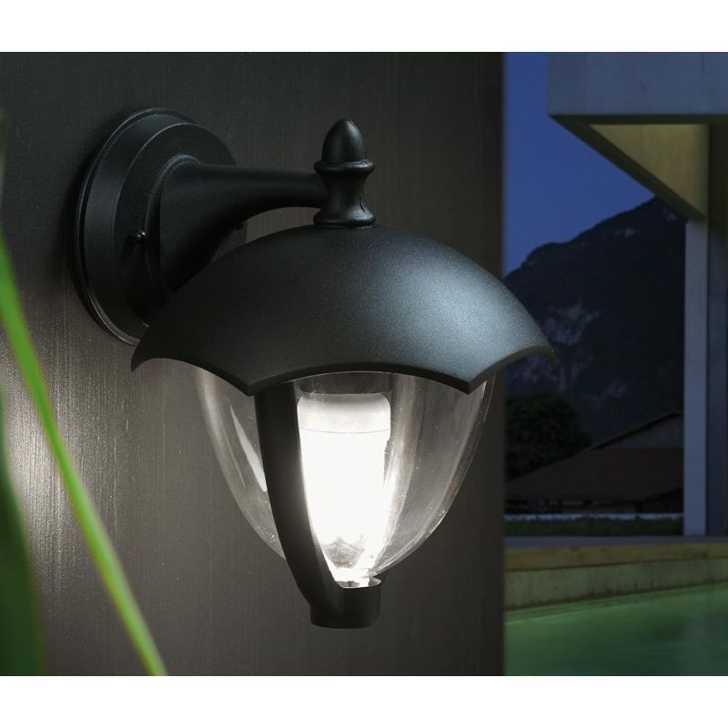 SOFY APPLIQUE DA ESTERNO IN ALLUMINIO NERO E DIFFUSORE TRASPARENTE Sovil - Cristalensi Shop Online