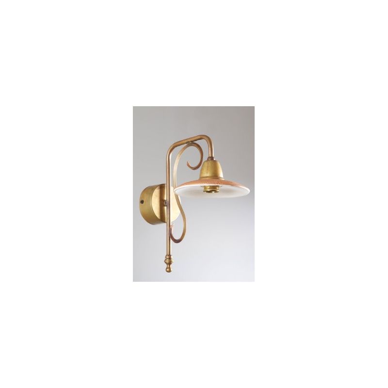 ANTICO TOSCANO APPLIQUE IN OTTONE E PIATTO IN TERRACOTTA ROSSA INTERNO BIANCO CRISTALENSI OTTONE - Cristalensi Shop Online