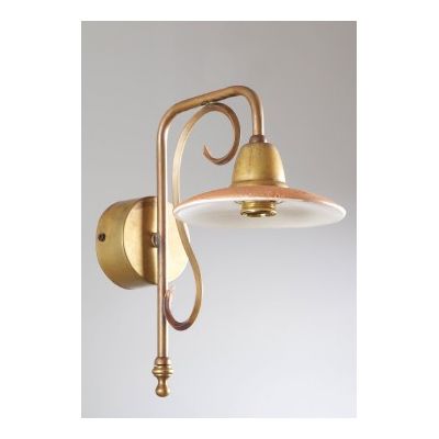 ANTICO TOSCANO APPLIQUE IN OTTONE E PIATTO IN TERRACOTTA ROSSA INTERNO BIANCO CRISTALENSI OTTONE - Cristalensi Shop Online