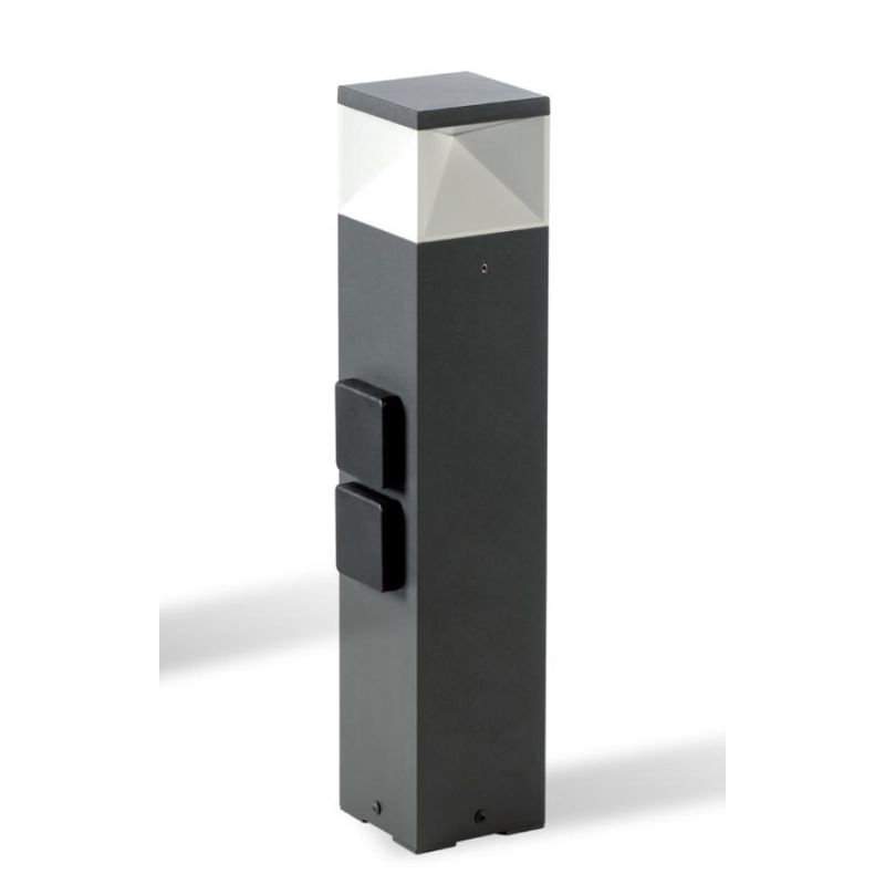 DIAMOND PALO DA ESTERNO CON PRESE SCHUKO IP65 2 MISURE ALLUMINIO ANTRACITE LED 12W LUCE 3000K-4000K Sovil - Cristalensi Shop Onl