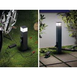 DIAMOND PALO DA ESTERNO CON PRESE SCHUKO IP65 2 MISURE ALLUMINIO ANTRACITE LED 12W LUCE 3000K-4000K Sovil - Cristalensi Shop Onl