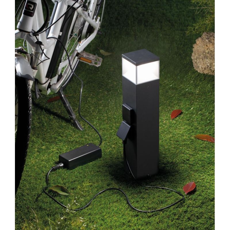 DIAMOND PALO DA ESTERNO CON PRESE SCHUKO IP65 2 MISURE ALLUMINIO ANTRACITE LED 12W LUCE 3000K-4000K Sovil - Cristalensi Shop Onl