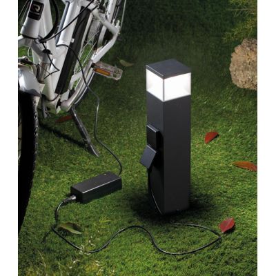 DIAMOND PALO DA ESTERNO CON PRESE SCHUKO IP65 2 MISURE ALLUMINIO ANTRACITE LED 12W LUCE 3000K-4000K Sovil - Cristalensi Shop Onl