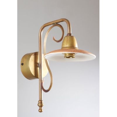 ANTICO TOSCANO APPLIQUE IN OTTONE E PIATTO IN TERRACOTTA ROSSA INTERNO BIANCO CRISTALENSI OTTONE - Cristalensi Shop Online
