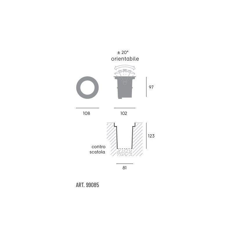 BASCU SEGNAPASSO ROTONDO CON LUCE ORIENTABILE IN ACCIAIO INOX IP67 LED 6W LUCE 3000K-4000K MODERNO Sovil - Cristalensi Shop Onli