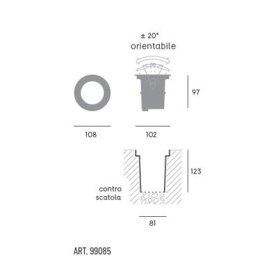BASCU SEGNAPASSO ROTONDO CON LUCE ORIENTABILE IN ACCIAIO INOX IP67 LED 6W LUCE 3000K-4000K MODERNO Sovil - Cristalensi Shop Onli
