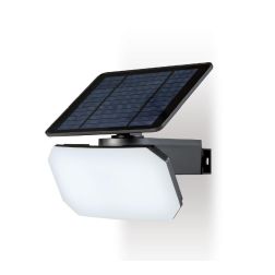 LAMPO APPLIQUE LED A BATTERIA IP44 CON PANNELLO SOLARE E SENSORE DI MOVIMENTO COLORE NERO Sovil - Cristalensi Shop Online