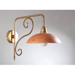 ANTICO TOSCANO APPLIQUE PIATTO IN TERRACOTTA DIAMETRO 25 CM STRUTTURA IN OTTONE CRISTALENSI OTTONE - Cristalensi Shop Online 2