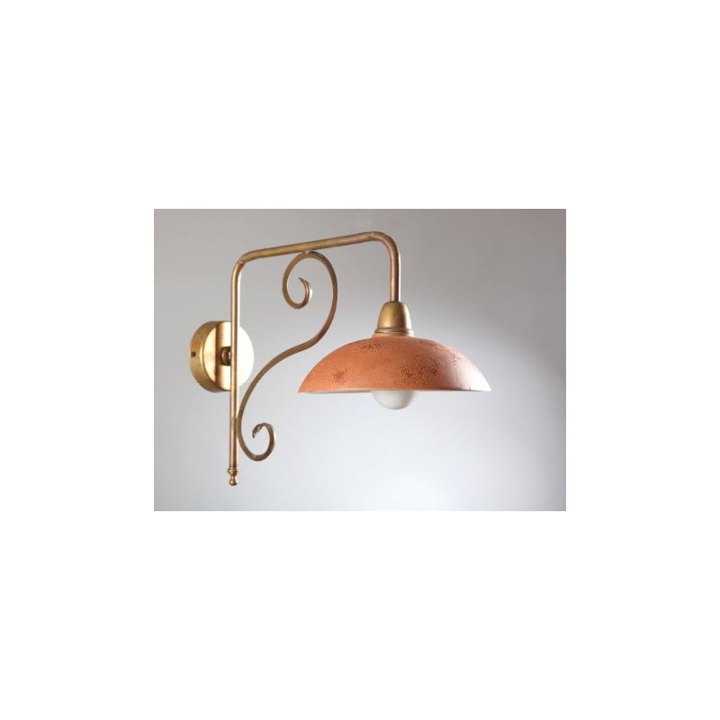 ANTICO TOSCANO APPLIQUE PIATTO IN TERRACOTTA DIAMETRO 25 CM STRUTTURA IN OTTONE CRISTALENSI OTTONE - Cristalensi Shop Online