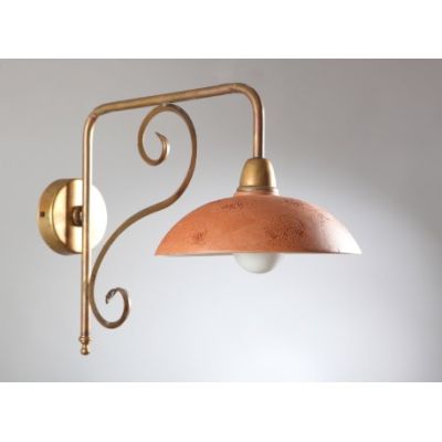 ANTICO TOSCANO APPLIQUE PIATTO IN TERRACOTTA DIAMETRO 25 CM STRUTTURA IN OTTONE CRISTALENSI OTTONE - Cristalensi Shop Online