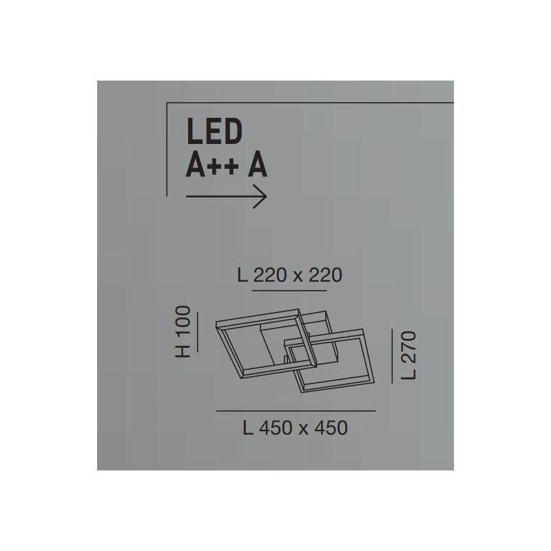 3394-22 BARD PLAFONIERA MODERNA 5 COLORI CON DUE QUADRATI LUMINOSI LED 39W DI FABAS LUCE Fabas Luce - Cristalensi Shop Online