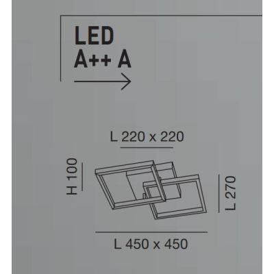 3394-22 BARD PLAFONIERA MODERNA 5 COLORI CON DUE QUADRATI LUMINOSI LED 39W DI FABAS LUCE Fabas Luce - Cristalensi Shop Online