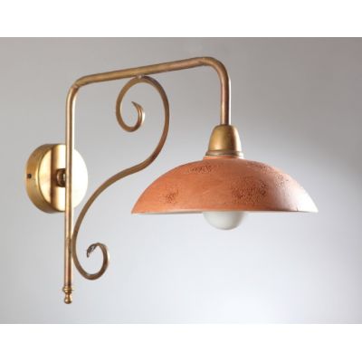 ANTICO TOSCANO APPLIQUE PIATTO IN TERRACOTTA DIAMETRO 25 CM STRUTTURA IN OTTONE CRISTALENSI OTTONE - Cristalensi Shop Online
